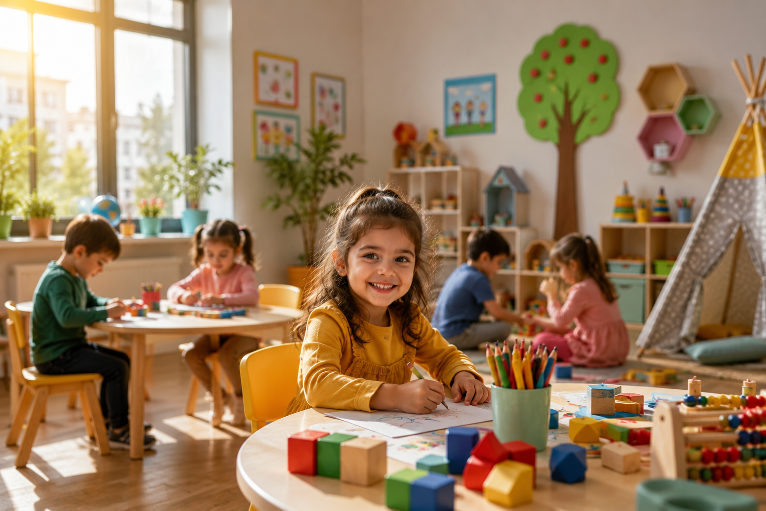Bahçelievler anaokulu araştıran aileler için oyun temelli eğitim alan mutlu anaokulu öğrencileri