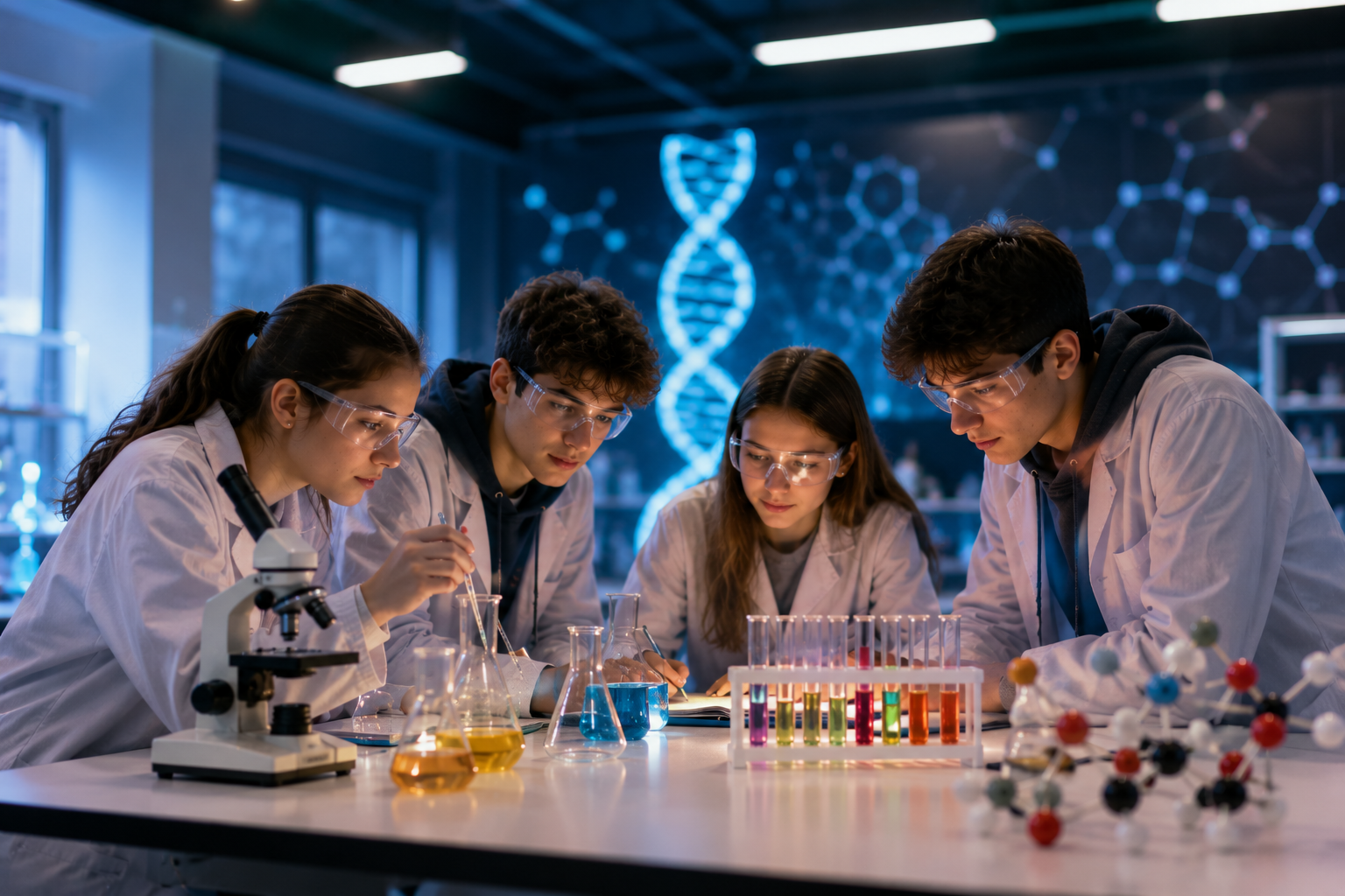 Esenler Fen Lisesi araştıran aileler için modern laboratuvarda deney yapan Fen Lisesi öğrencileri